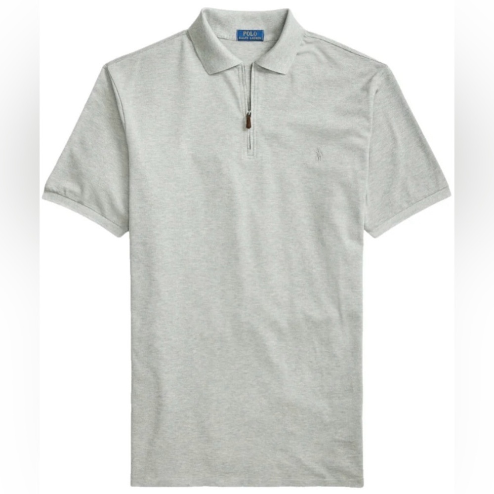 Polo Ralph Lauren SlimFit Stretch Mesh Zip-Placket Men's Polo Shirt Grey Size M
